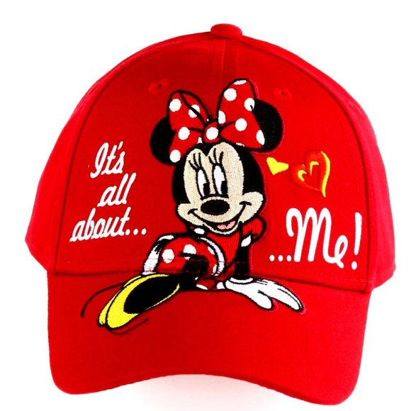 NWT Disney Minnie Mouse Embroidery Red Cap Cotton Adjustable Closure Minnie Hat - Picture 1 of 4